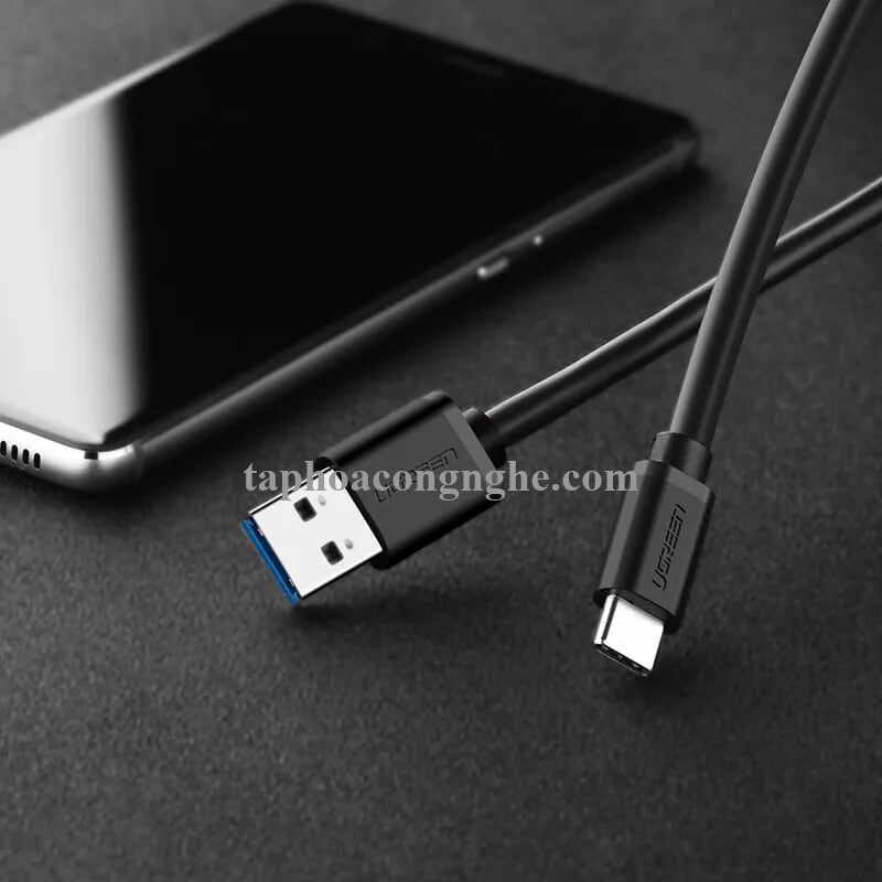 Ugreen 20881 0.5M màu đen Cáp dữ liệu USB 3.0 sang Type-C truyền dữ liệu từ máy tính ra điện thoại dài US184 30020881